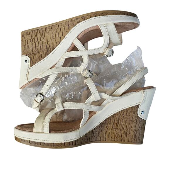 Off White Cage Platform Cork Wedge Heeled Sandals Aerosoles Popularity Size 11 - Picture 12 of 13